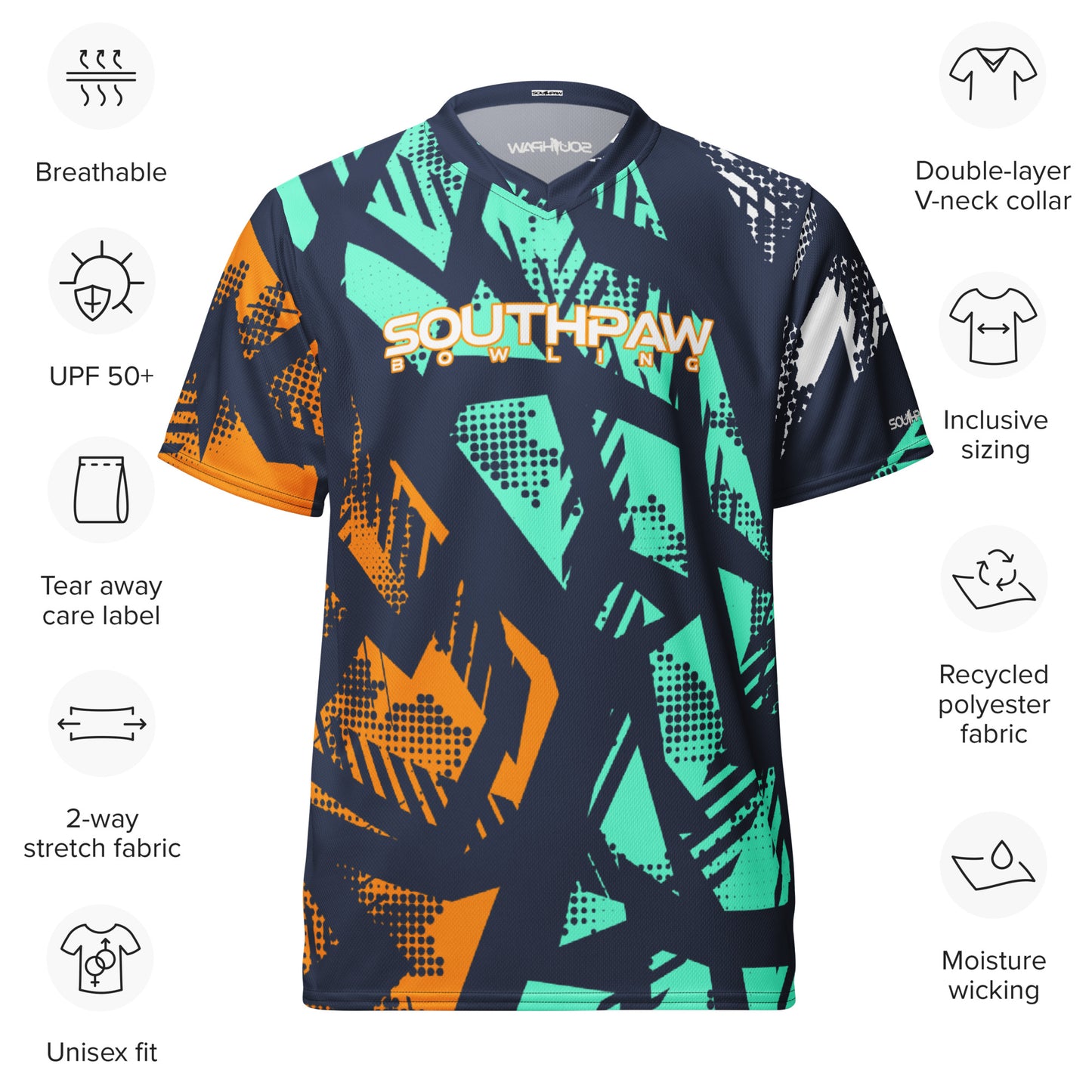 Southpaw Bowling Jersey - orange/turq