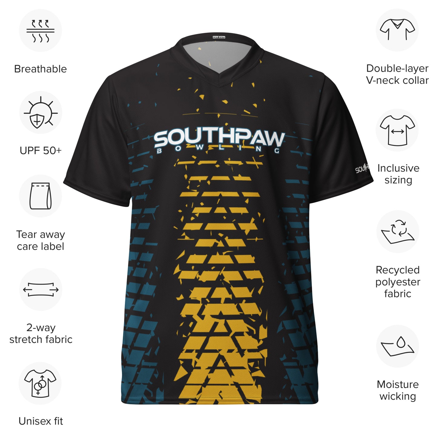 Southpaw Bowling Jersey - black/blue/gold