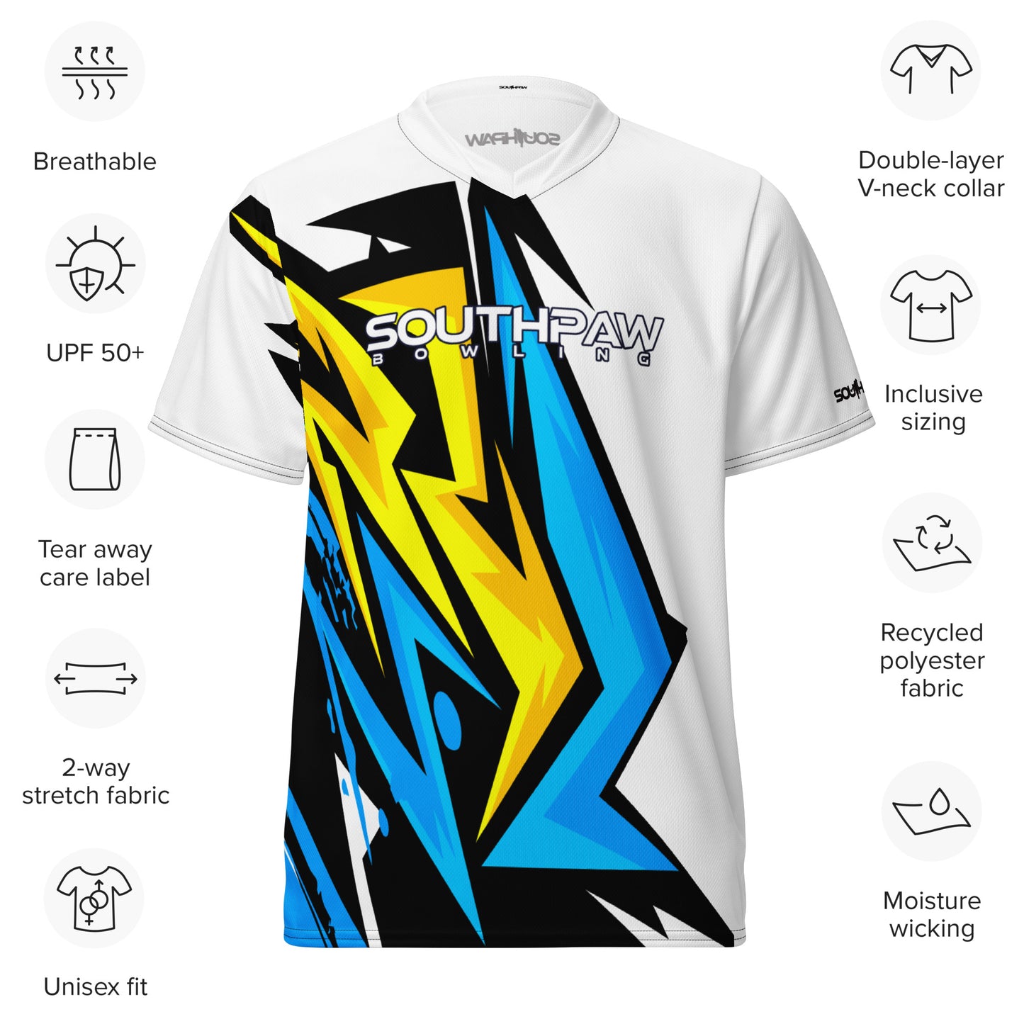 Southpaw Bowling Jersey - white/blue/green