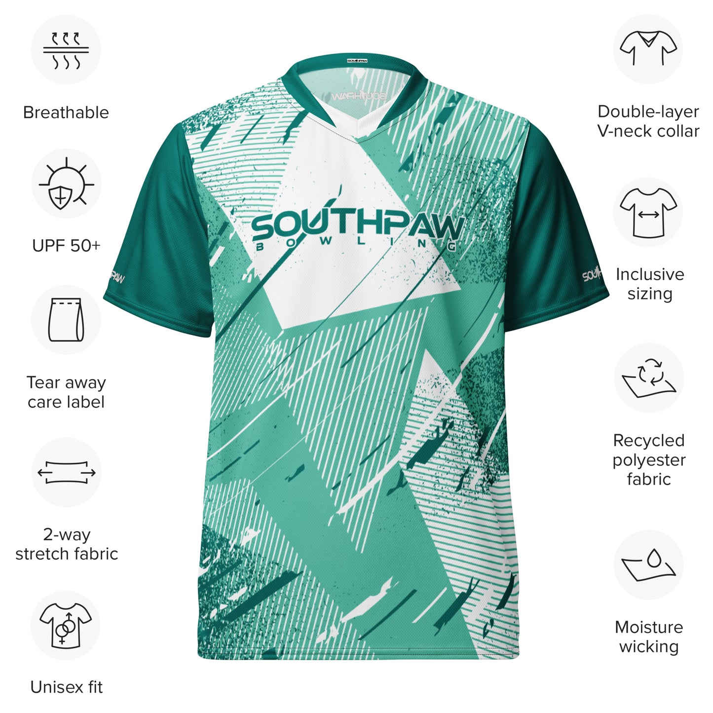 Southpaw Bowling Jersey - teal/white