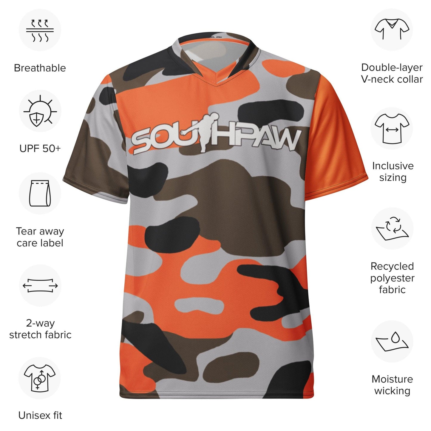 SouthPaw Bowling Jersey - Orange Camo - southpaw custom apparel