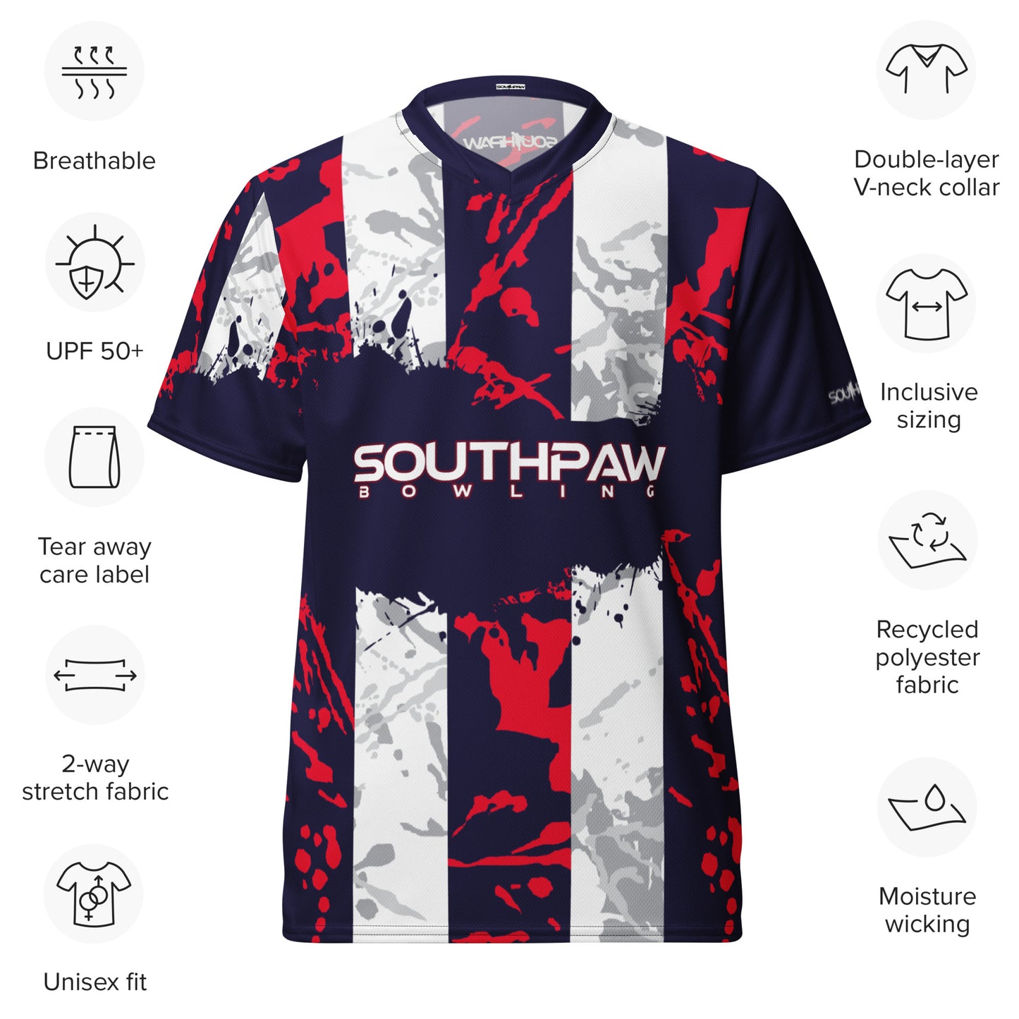 Southpaw Bowling Jersey - red/blue/white_stripes