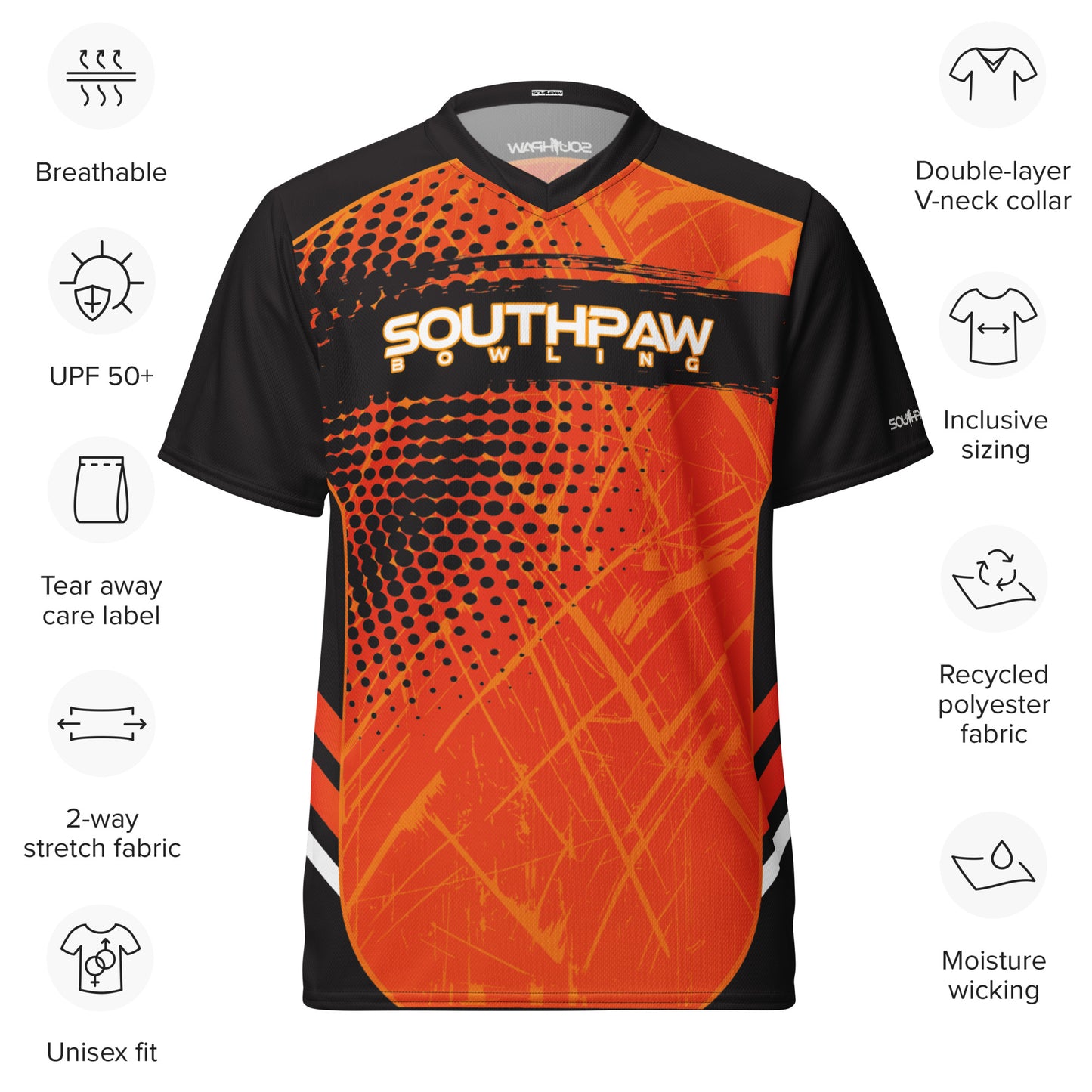 Southpaw Bowling Jersey - orange/black