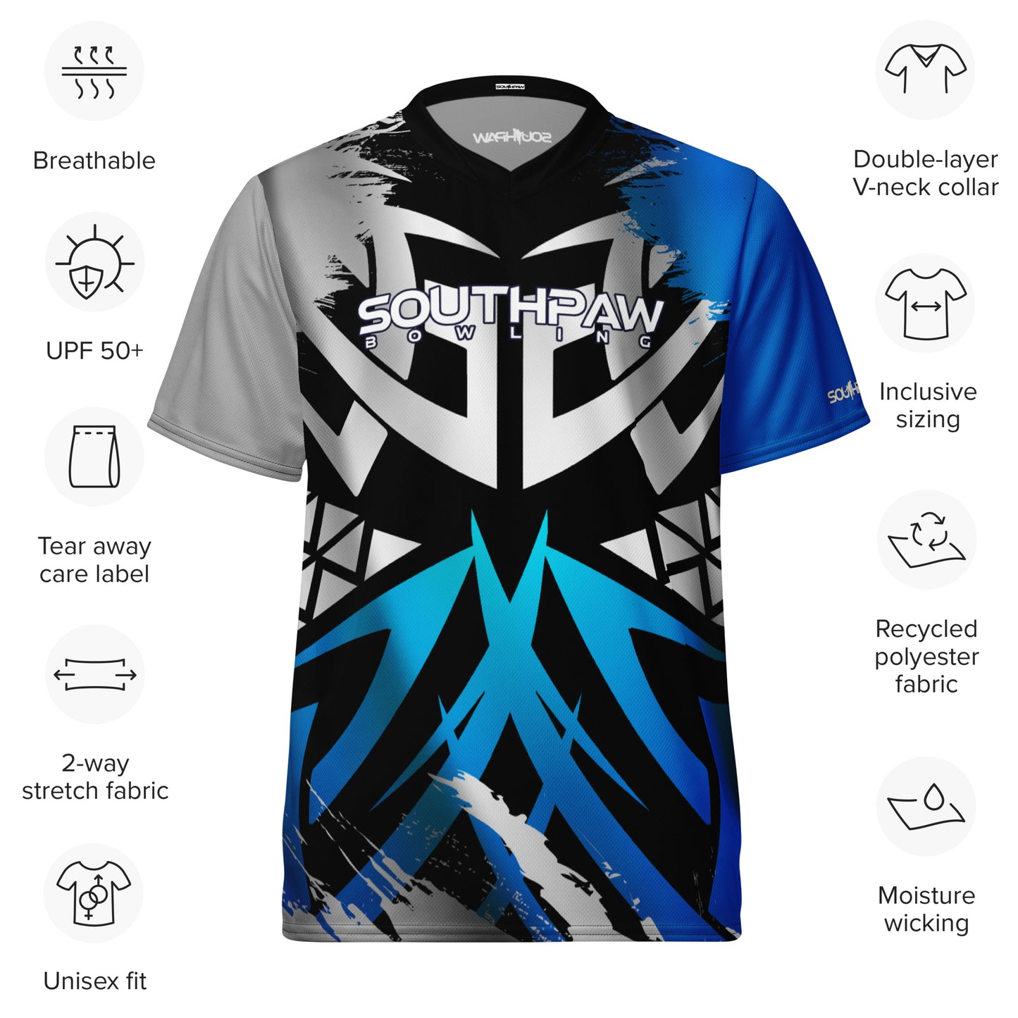 Southpaw Bowling Jersey - blue/black/white_tribal