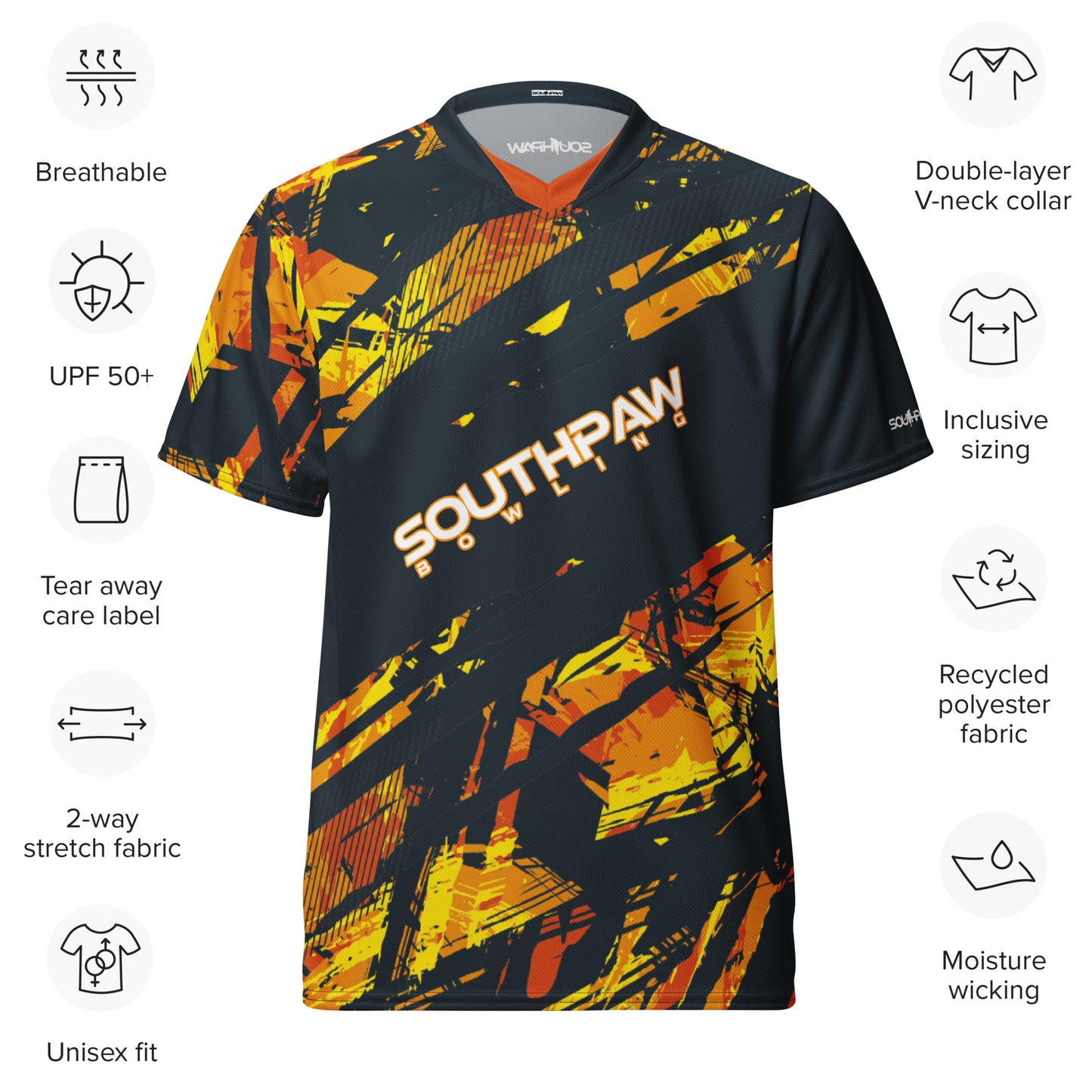 Southpaw Bowling Jersey - orange_splatter