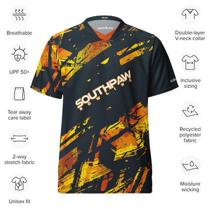 Southpaw Bowling Jersey - orange_splatter